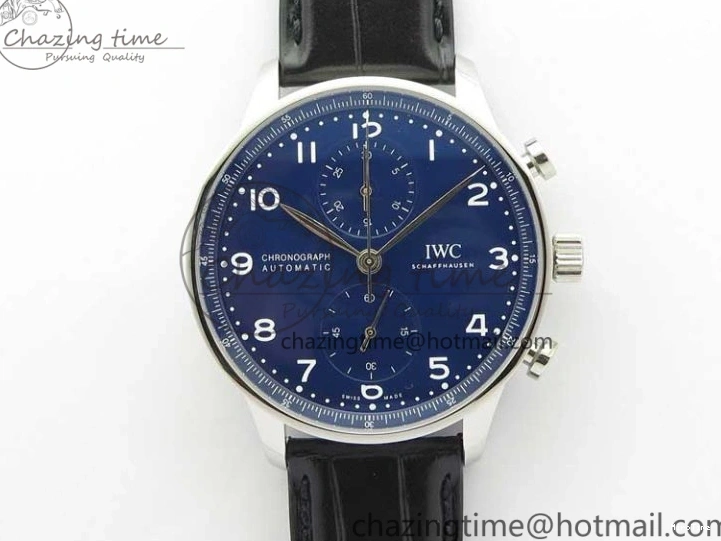 MIROTIME 0307 SunProtective Portugieser Chronograph Edition 150 Years IW371601 ZF 1:1 Best Edition Blue Dial on Black Leather Strap A7750 (Slim Movement) 7137